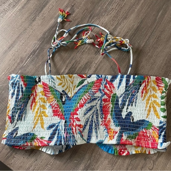 Farm Rio Macaw Wind Smocked Crop Top Beaded NEW​​​​ - Picture 8 of 9